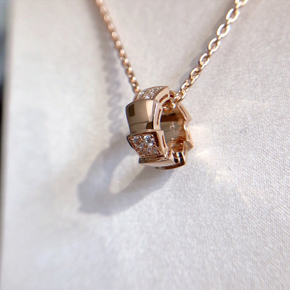 [⭐Hildren Jewelry]SERPENTI PEDANT DIAMOND PINK GOLD NECKLACE