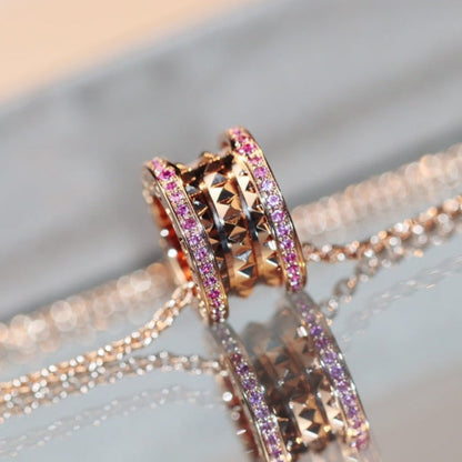 [⭐Hildren Jewelry]ZERO 1 ROCK PINK GOLD PINK DIAMOND NECKLACE