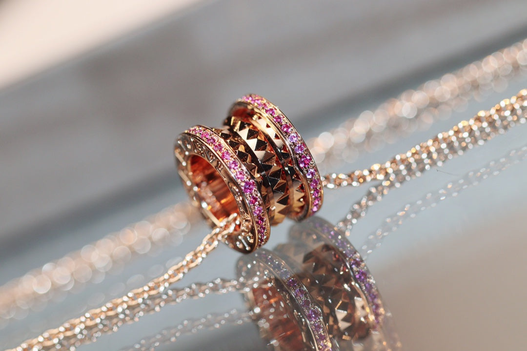 [⭐Hildren Jewelry]ZERO 1 ROCK PINK GOLD PINK DIAMOND NECKLACE