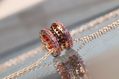 [⭐Hildren Jewelry]ZERO 1 ROCK PINK GOLD PINK DIAMOND NECKLACE