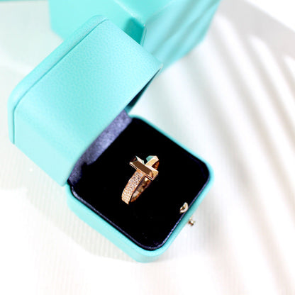 [Hildren Jewelry]T1 NARROW DIAMOND PINK GOLD RING