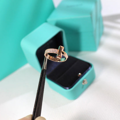 [Hildren Jewelry]T1 NARROW DIAMOND PINK GOLD RING