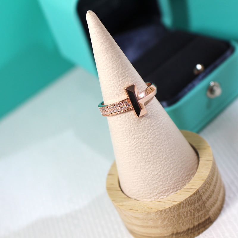 [Hildren Jewelry]T1 NARROW DIAMOND PINK GOLD RING
