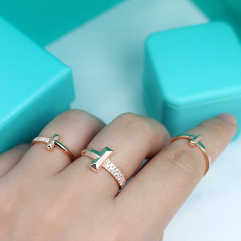 [Hildren Jewelry]T1 NARROW DIAMOND PINK GOLD RING