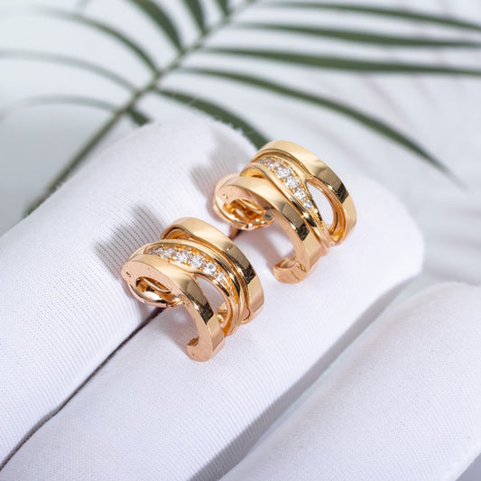 [⭐Hildren Jewelry]ZERO 1 PINK GOLD DIAMONDS EARRINGS