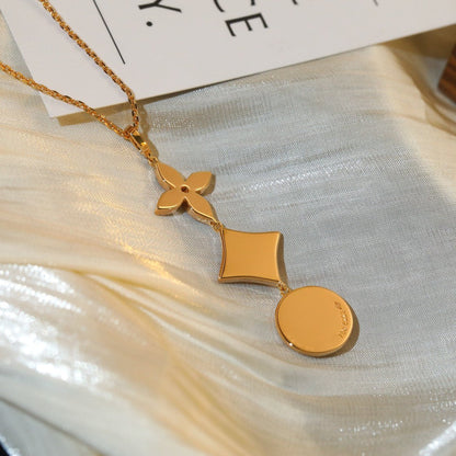[⭐Hildren Jewelry]STAR AND SUN DIAMOND PINK GOLD NECKLACE