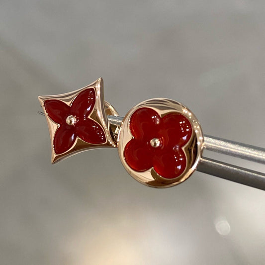 [⭐Hildren Jewelry]STAR AND SUN PINK GOLD CARNELIAN STUD EARRINGS