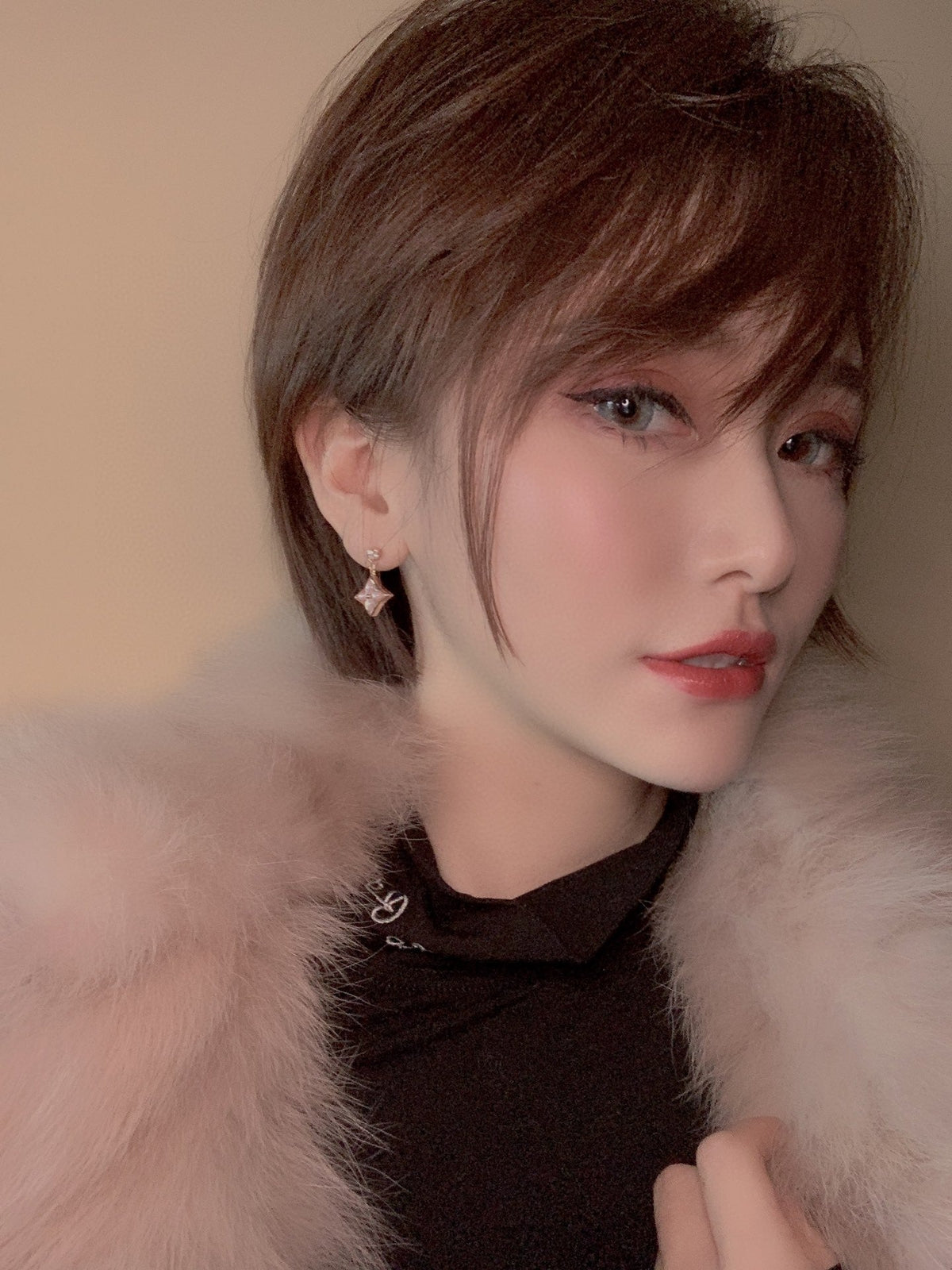 [⭐Hildren Jewelry]DOUBLE STAR PINK GOLD MOP DROP EARRINGS
