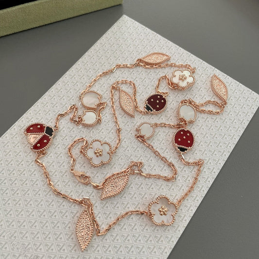 [⭐Hildren Jewelry]LUCKY SPRING 15 MOTIFS ROSE GOLD NECKLACE