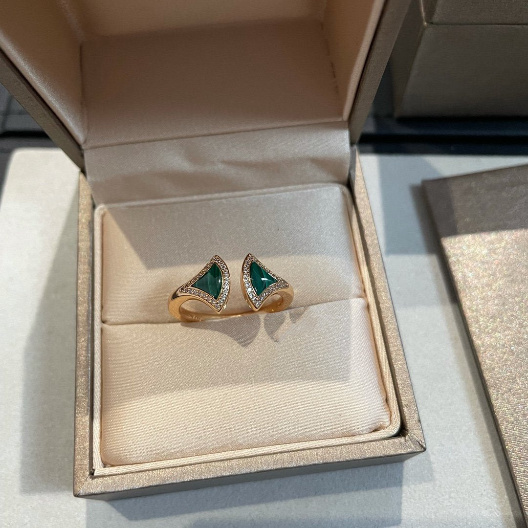 [⭐Hildren Jewelry]DREAM MALACHITE DIAMOND OPEN RING