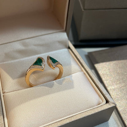 [⭐Hildren Jewelry]DREAM MALACHITE DIAMOND OPEN RING