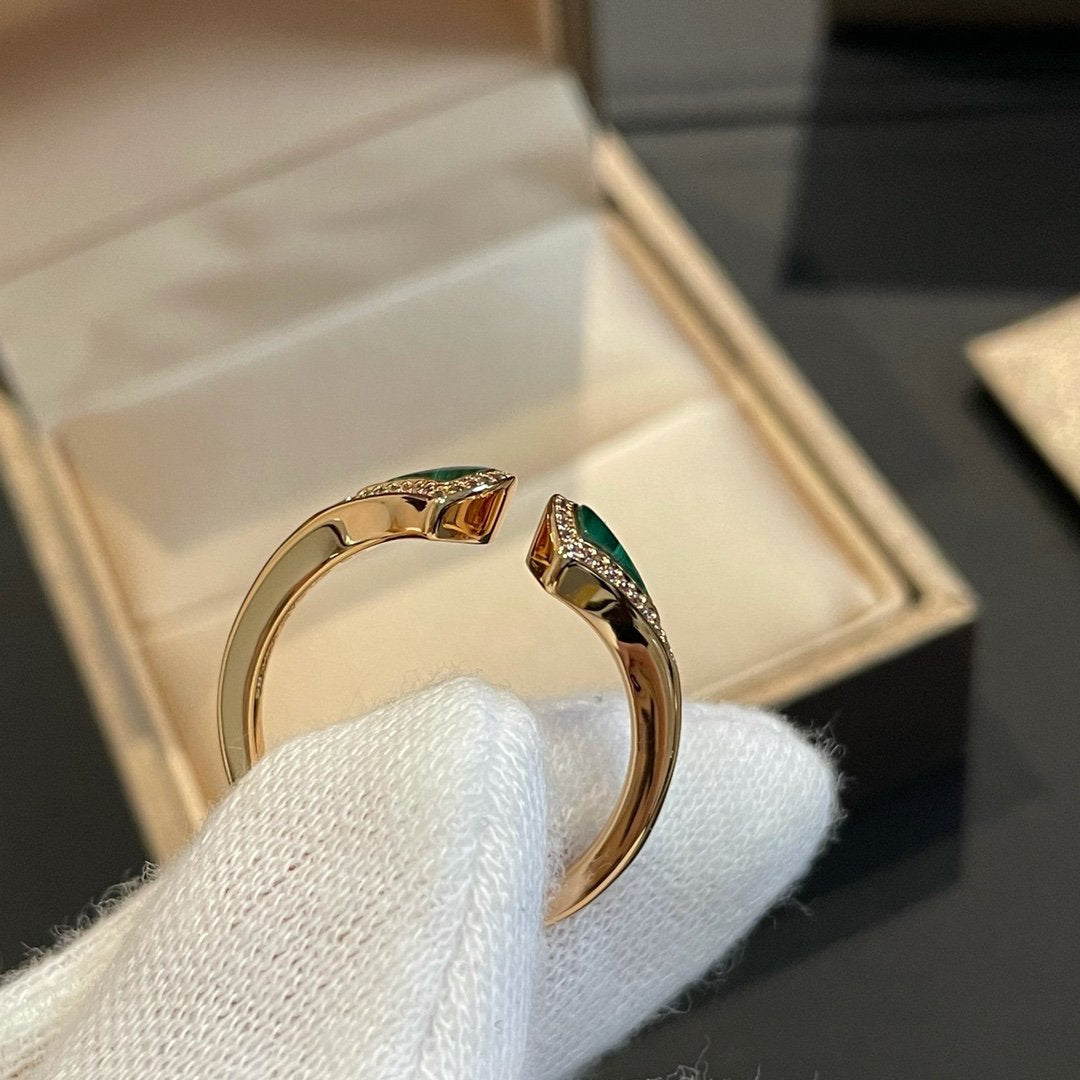 [⭐Hildren Jewelry]DREAM MALACHITE DIAMOND OPEN RING