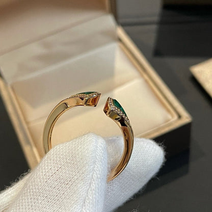 [⭐Hildren Jewelry]DREAM MALACHITE DIAMOND OPEN RING