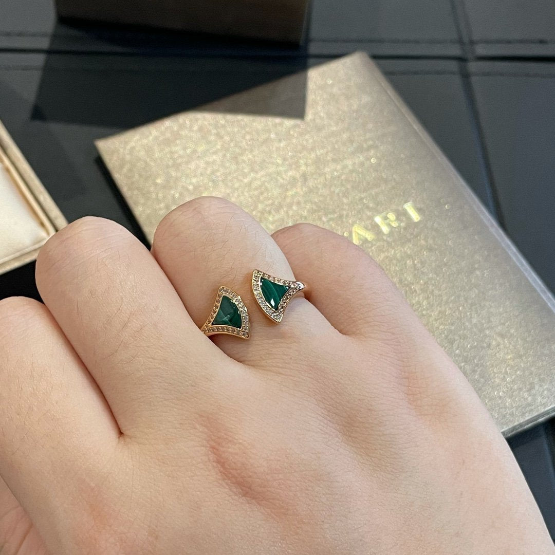 [⭐Hildren Jewelry]DREAM MALACHITE DIAMOND OPEN RING
