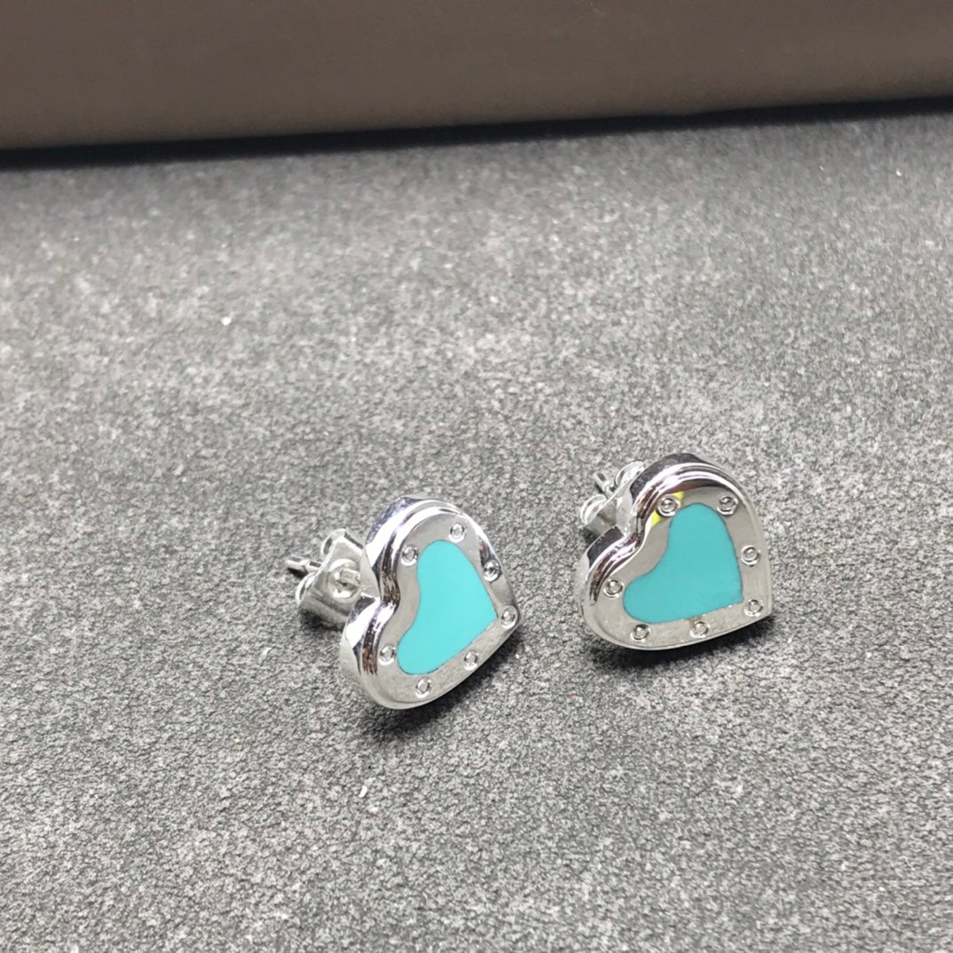 [Hildren Jewelry]HEART STUD SILVER EARRINGS