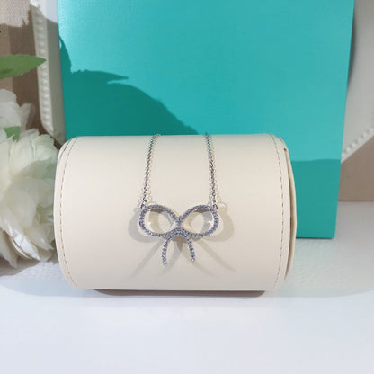 [Hildren Jewelry]CLAW SET RHODIUM PLATED BOW NECKLACE