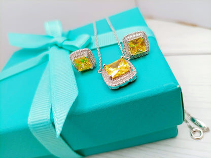 [Hildren Jewelry]SPARKLERS CITRINE GEMSTONE PENDANT NECKLACE STERLING SILVER