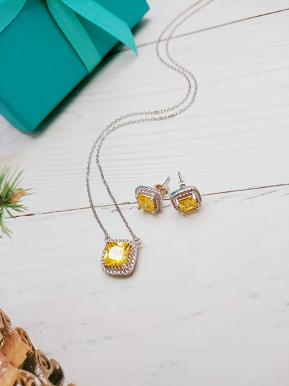 [Hildren Jewelry]SPARKLERS CITRINE GEMSTONE PENDANT NECKLACE STERLING SILVER