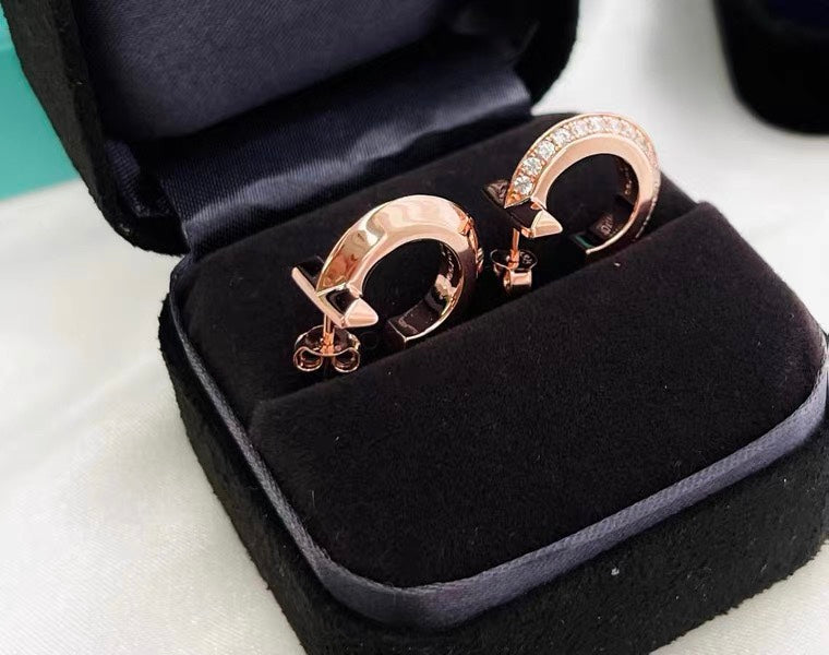 [Hildren Jewelry]HOOP EARRINGS IN ROSE GOLD WITH DIAMONDS