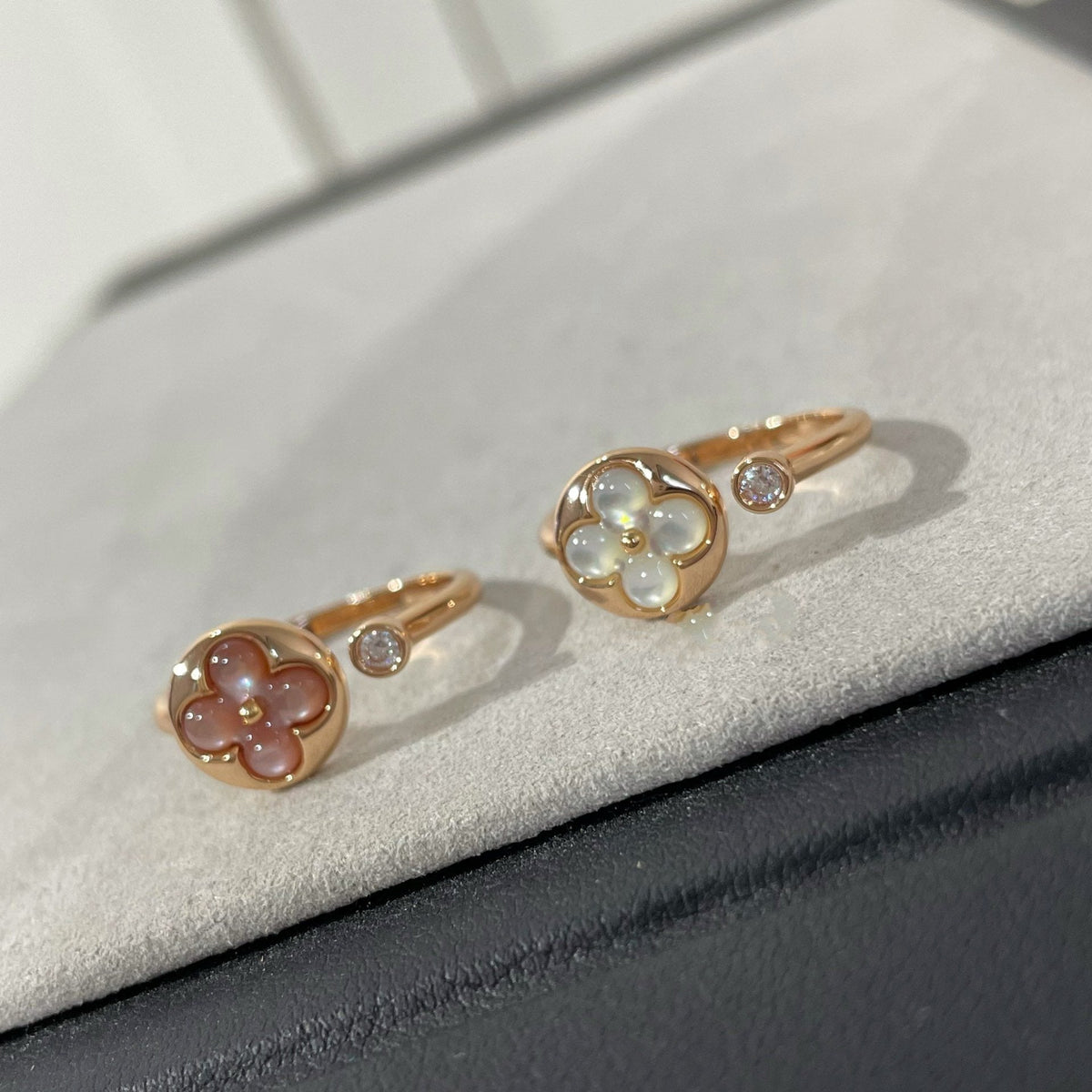 [⭐Hildren Jewelry]SUN 1 DIAMOND PINK MOP RING
