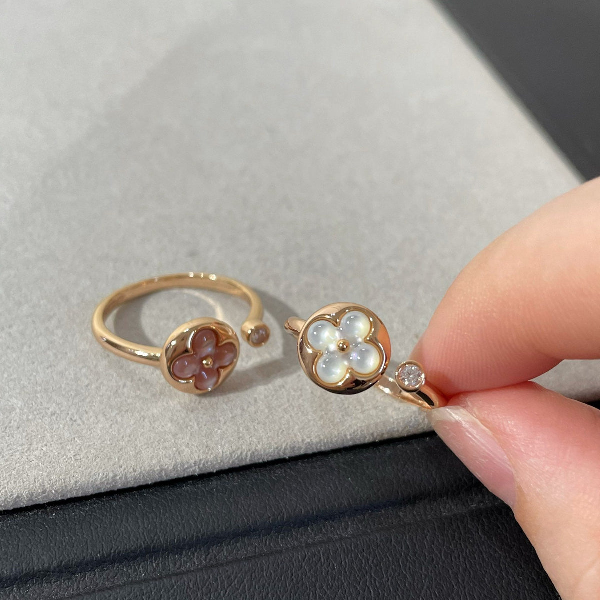 [⭐Hildren Jewelry]SUN 1 DIAMOND PINK MOP RING
