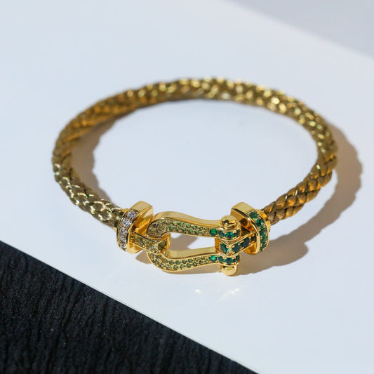 [⭐Hildren Jewelry]FORCE 10 GOLD GREEN DIAMOND PAVED