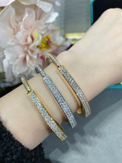 [Hildren Jewelry]LOCK BRACELET DIAMOND PAVED