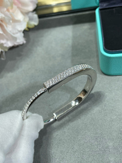 [Hildren Jewelry]LOCK BRACELET DIAMOND PAVED