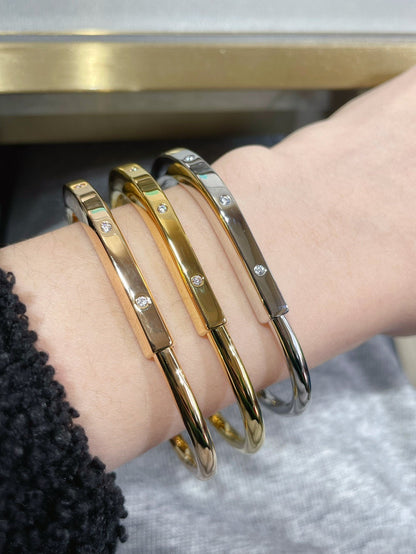 [Hildren Jewelry]LOCK BRACELET 8 DIAMOND