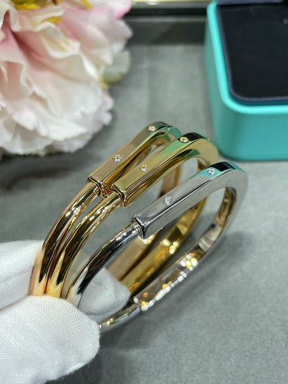 [Hildren Jewelry]LOCK BRACELET 8 DIAMOND