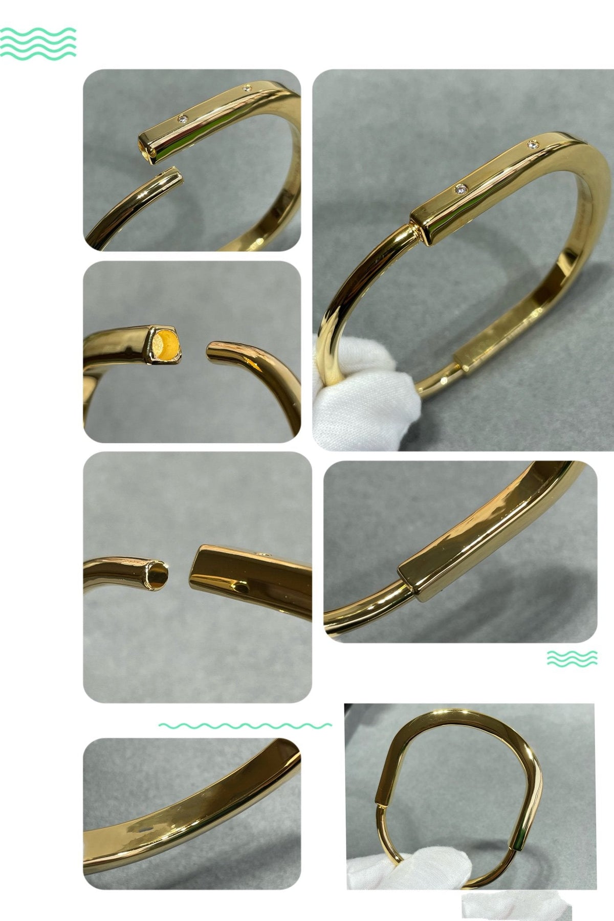 [Hildren Jewelry]LOCK BRACELET 8 DIAMOND