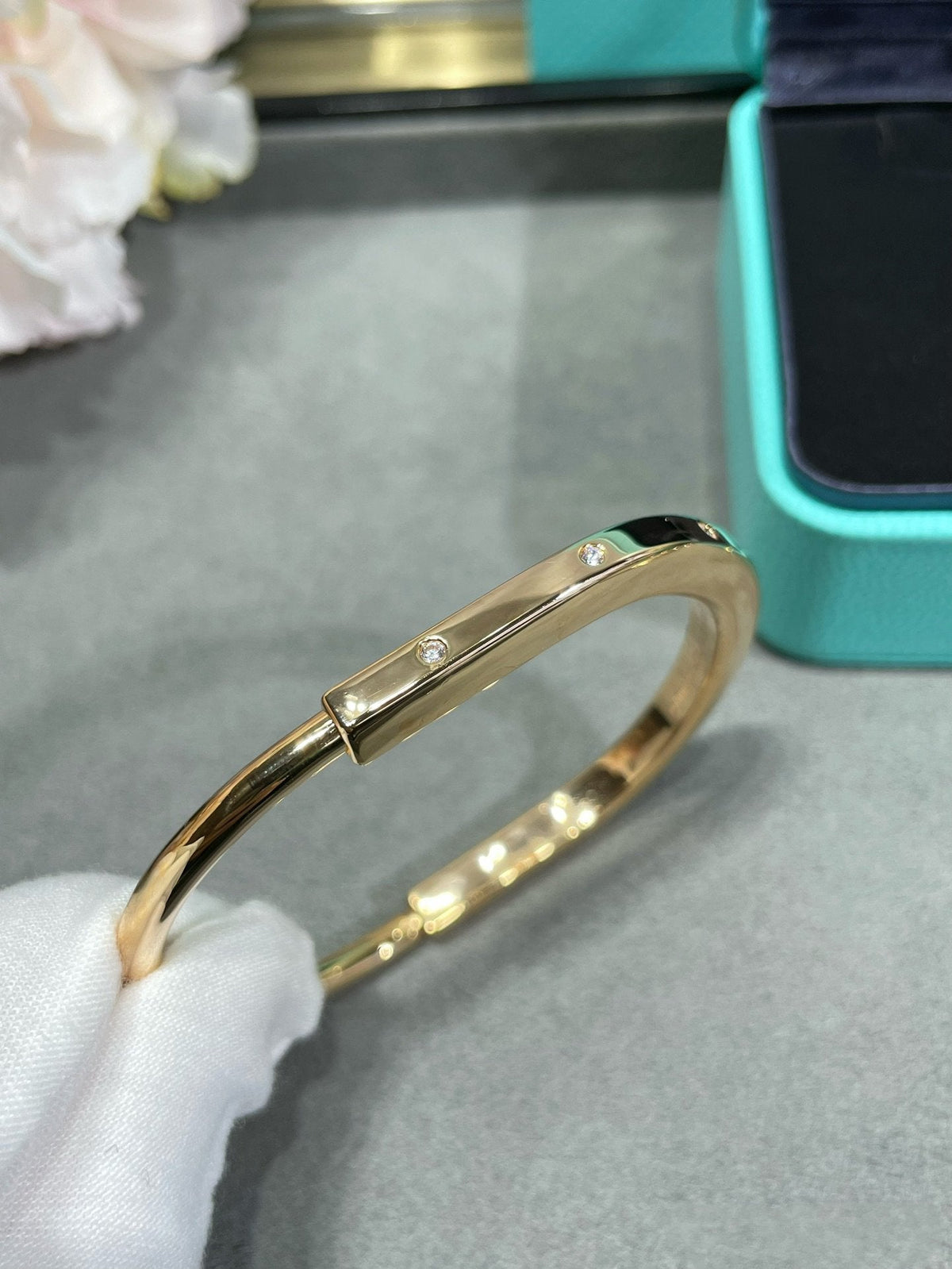 [Hildren Jewelry]LOCK BRACELET 8 DIAMOND