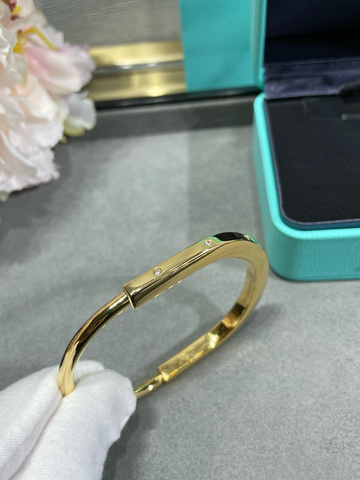 [Hildren Jewelry]LOCK BRACELET 8 DIAMOND