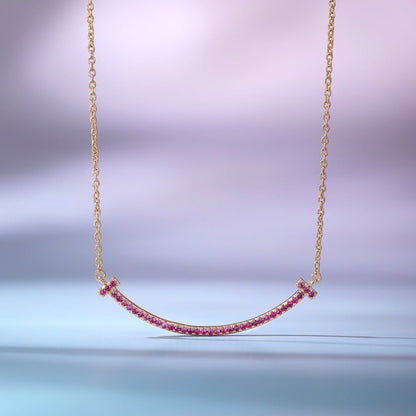 [Hildren Jewelry]BIG SMILE PEDANT PINK DIAMOND NECKLACE