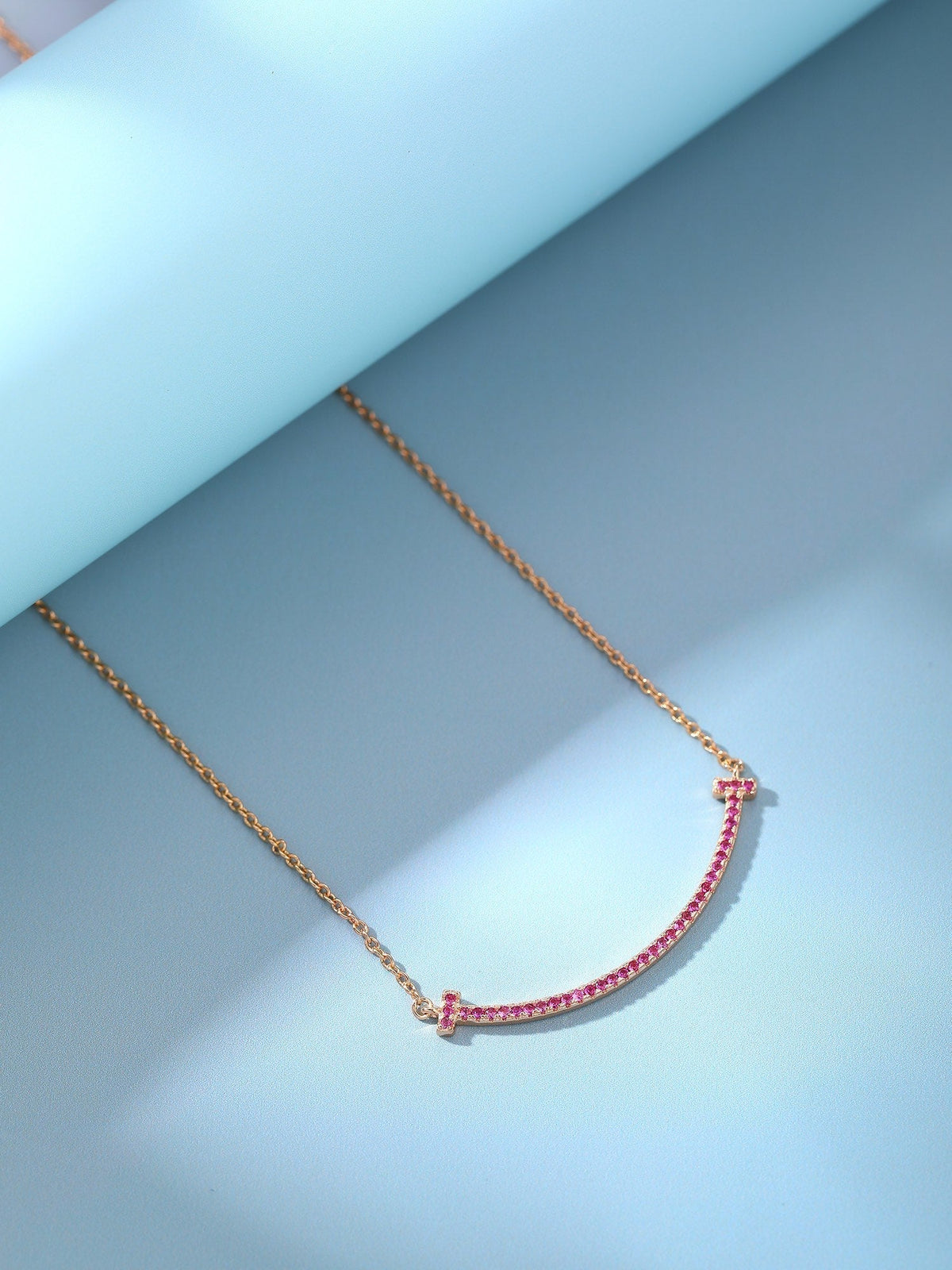 [Hildren Jewelry]BIG SMILE PEDANT PINK DIAMOND NECKLACE