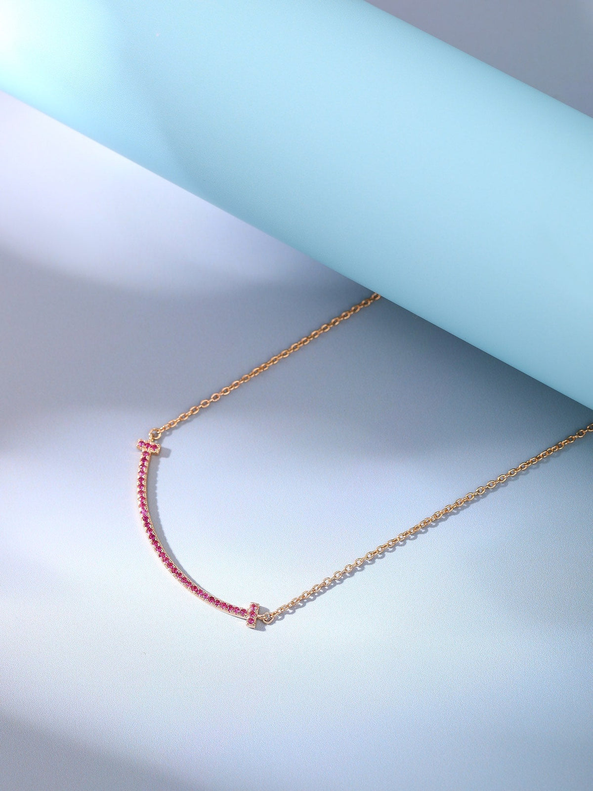 [Hildren Jewelry]BIG SMILE PEDANT PINK DIAMOND NECKLACE