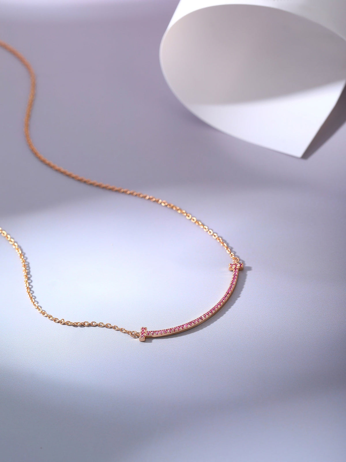 [Hildren Jewelry]BIG SMILE PEDANT PINK DIAMOND NECKLACE