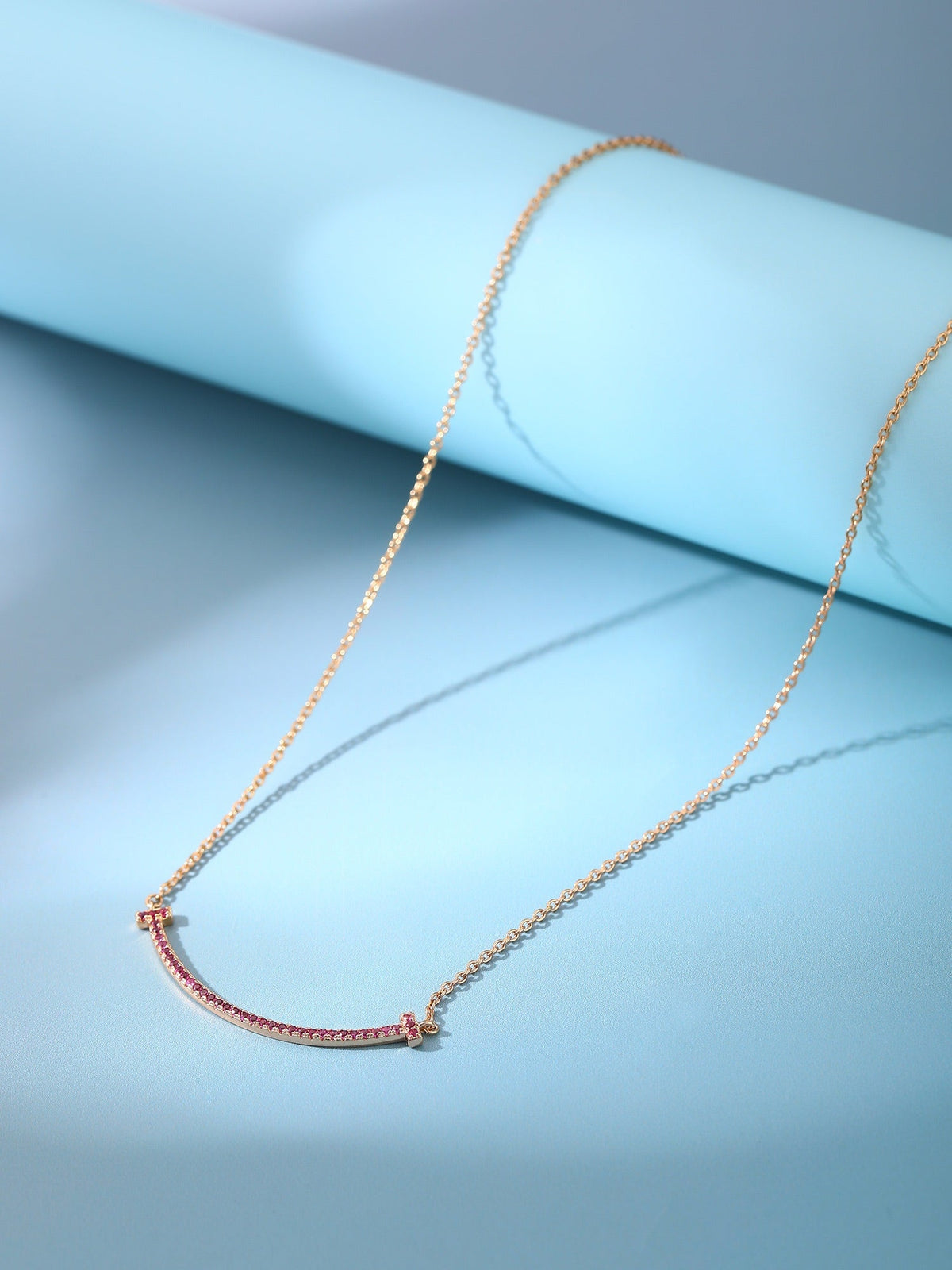 [Hildren Jewelry]BIG SMILE PEDANT PINK DIAMOND NECKLACE