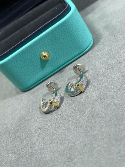 [Hildren Jewelry]EDGE DIAMOND PINK GOLD EARRINGS
