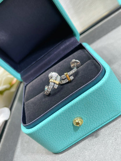 [Hildren Jewelry]EDGE DIAMOND PINK GOLD EARRINGS