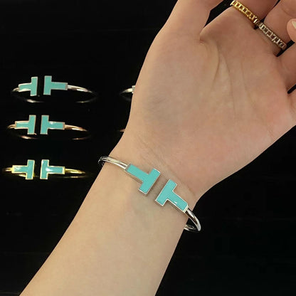 [Hildren Jewelry]T WIDE TURQUOISE OPEN BRACELET