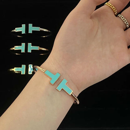 [Hildren Jewelry]T WIDE TURQUOISE OPEN BRACELET