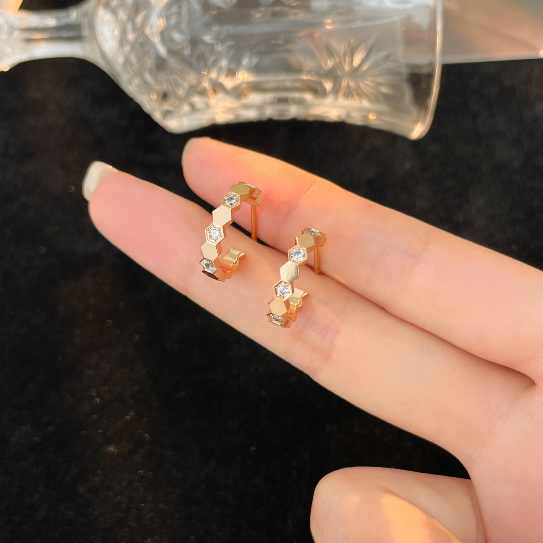 [⭐Hildren Jewelry]BEE LOVE DIAMOND HOOP EARRINGS