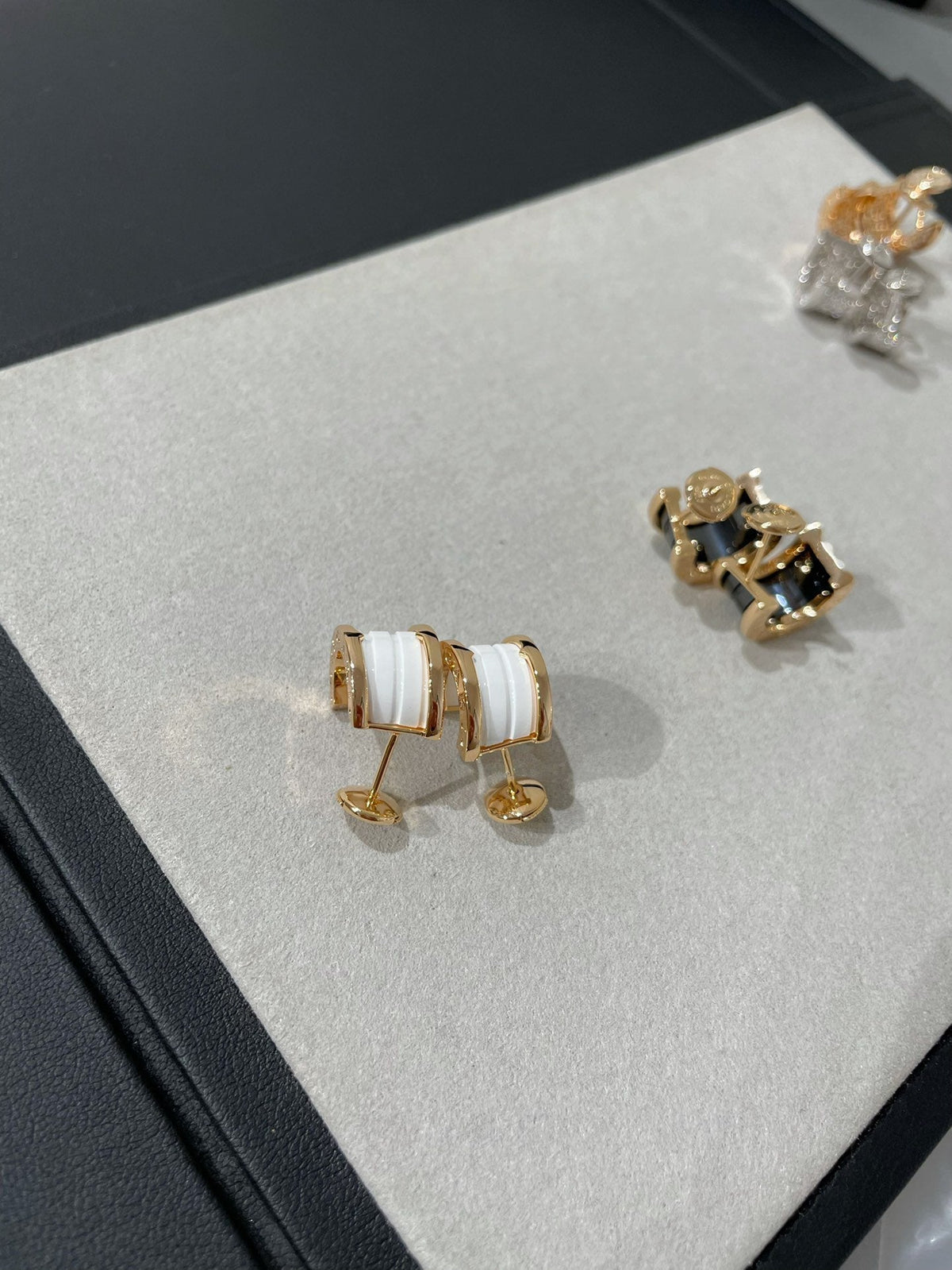 [⭐Hildren Jewelry]ZERO 1 PINK GOLD CERAMIC EARRINGS