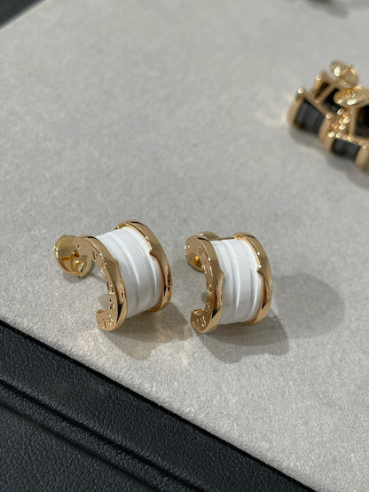 [⭐Hildren Jewelry]ZERO 1 PINK GOLD CERAMIC EARRINGS