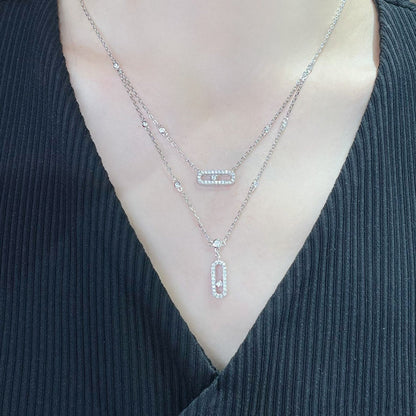 [⭐Hildren Jewelry]MOVE 2 ROW DIAMOND NECKLACE