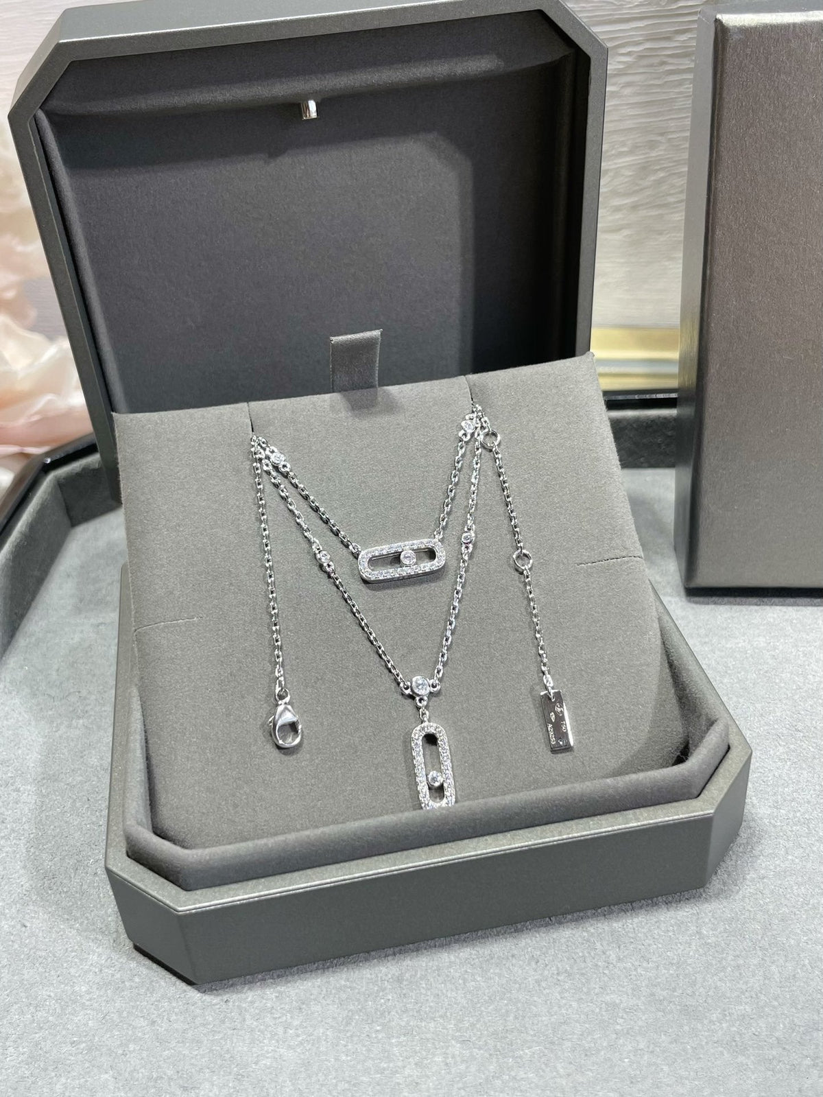 [⭐Hildren Jewelry]MOVE 2 ROW DIAMOND NECKLACE