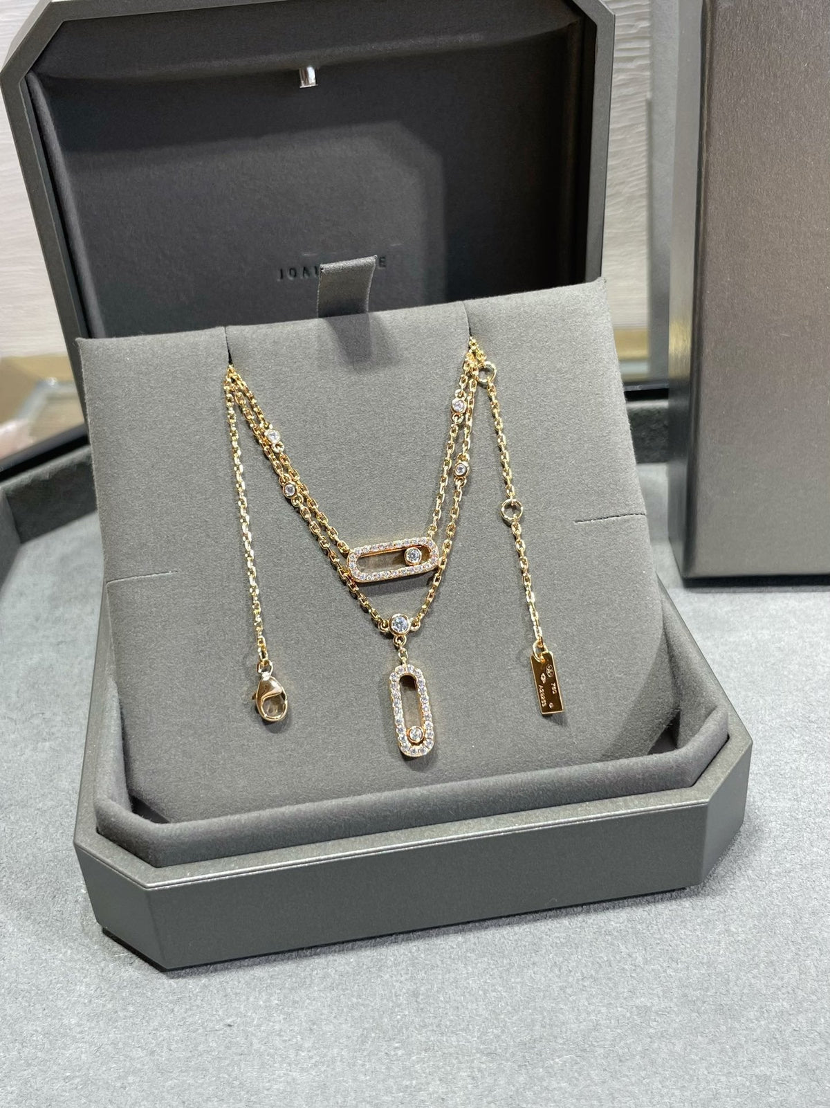 [⭐Hildren Jewelry]MOVE 2 ROW DIAMOND NECKLACE