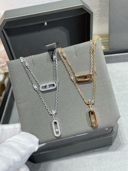 [⭐Hildren Jewelry]MOVE 2 ROW DIAMOND NECKLACE