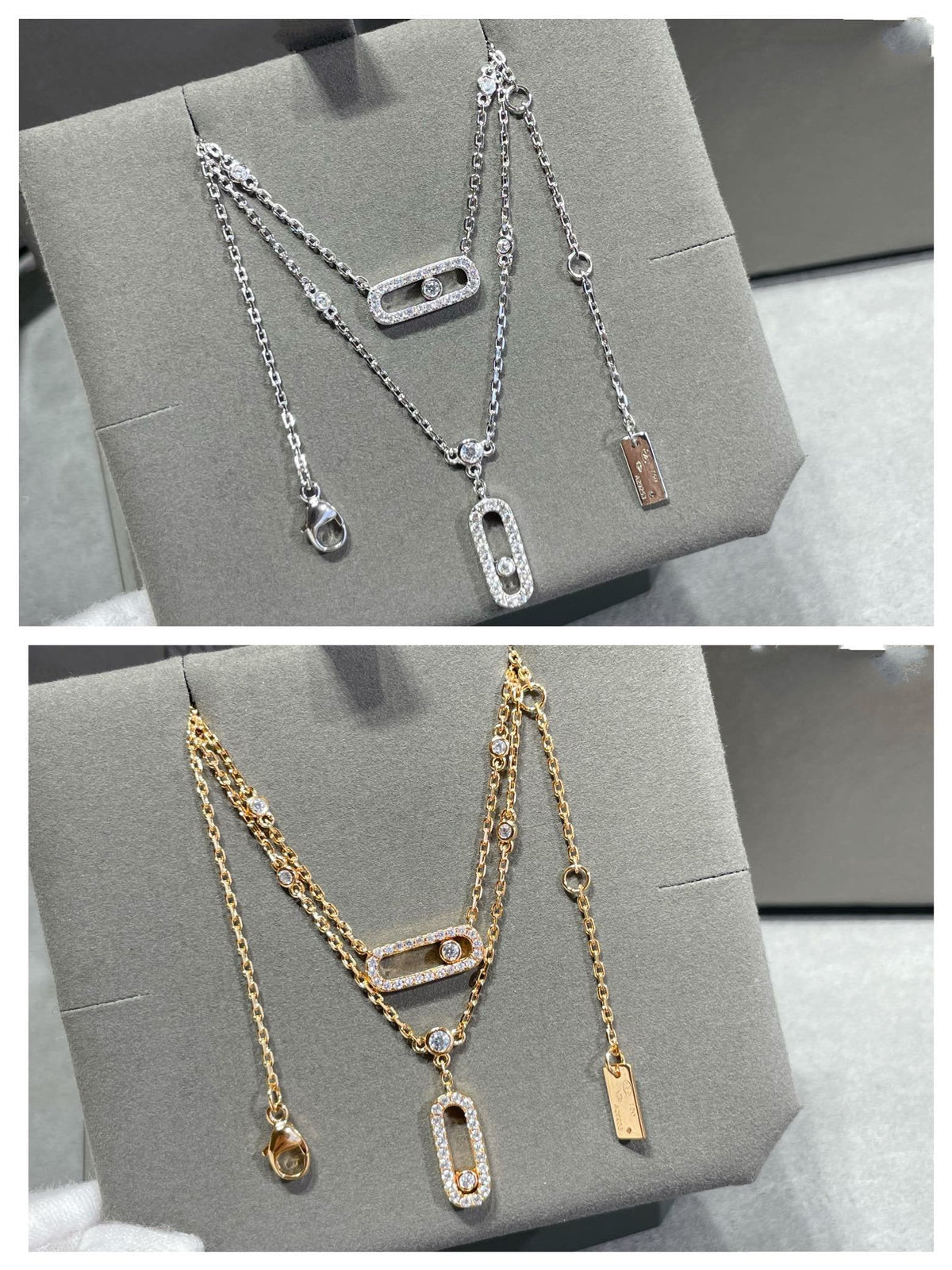[⭐Hildren Jewelry]MOVE 2 ROW DIAMOND NECKLACE